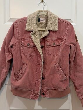 Roxy Pink Corduroy Sherpa-Lined Jacket Sz 6/ XS
